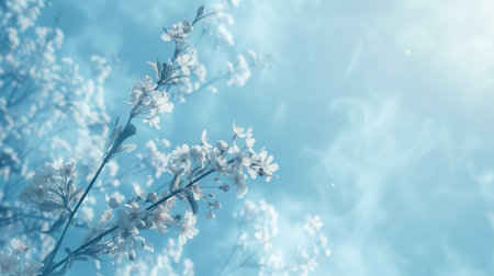 Peaceful pastel blue background, soft and comforting, providing a gentle visual appeal, with room for text in the centerの素材