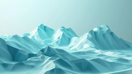 Abstract 3D landscape with geometric hills and valleys, providing a spacious area for text at the top.の素材