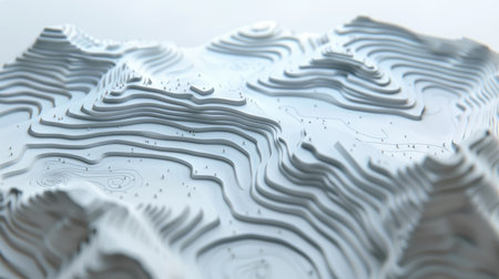 Modern 3D topographic map with varying elevations, providing a clear area for text at the bottomの素材