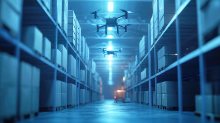 A fully automated logistics system integrating air and drone delivery within a supply chain.の素材