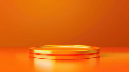 Luxurious orange podium with gold detailing, perfect for displaying top awards or products. Vector illustration.の素材