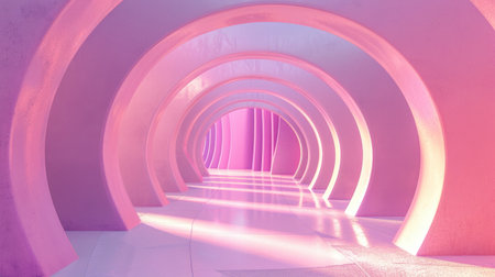 3D rendering exhibition background, perfect for showcasing products and artworks in a dynamic and immersive setting.の素材