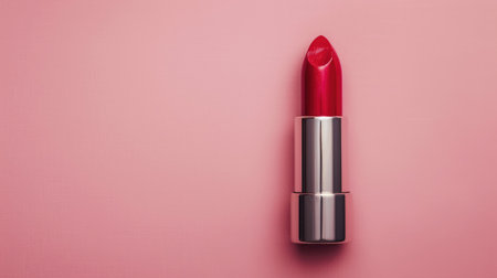 Express your beauty: Red lipstick pops against a subtle pink background, inviting you to showcase your inner confidence and styleの素材