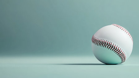 A baseball resting on a clean, uncluttered background with space for copy, creating a simple sports banner.の素材