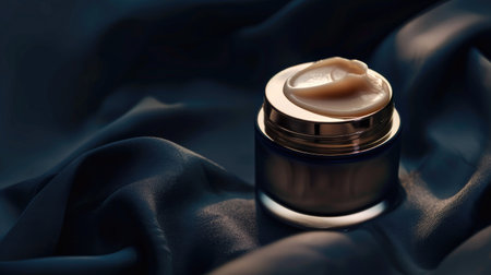 Define your flawless complexion: Beige tonal cream bottle amidst darkness, symbolizing the beauty of perfection.の素材