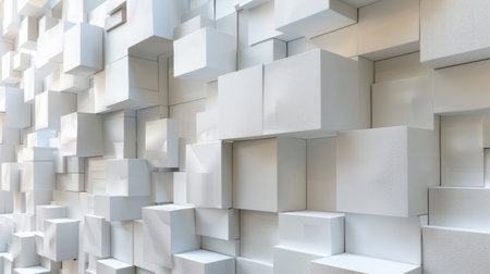 Abstract 3D background with intricate cube patterns, offering a clear area for text in the upper third of the image.の素材