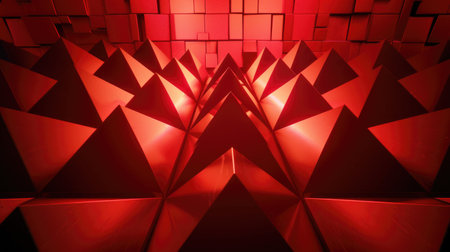 Bold 3D background with a grid of pyramids, providing a central area for textの素材