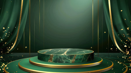 Luxurious green base with stylish details, perfect for displaying top-tier awards or exclusive products. Vector imagesの素材