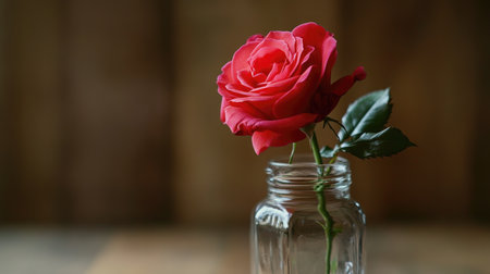 A rose in a glass jar, symbolizing preservation and timeless beauty.の素材