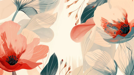 Elegant floral pattern background in pastel shades, perfect for adding a touch of sophistication and beauty.の素材