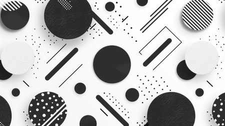 Minimalist black-and-white pattern background with clean lines and simple shapes, ideal for a sleek and contemporary aesthetic.の素材