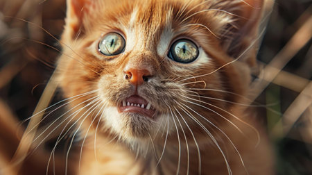 Joyful furry friend wearing a smile, its eyes conveying unmistakable happiness and warmthの素材