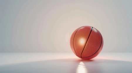 Professional-grade basketball glowing against a pure white studio backgroundの素材