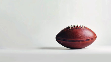 Powerful image of a robust American football showcased against a pristine white surfaceの素材