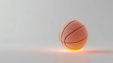 Professional-grade basketball glowing against a pure white studio backgroundの素材