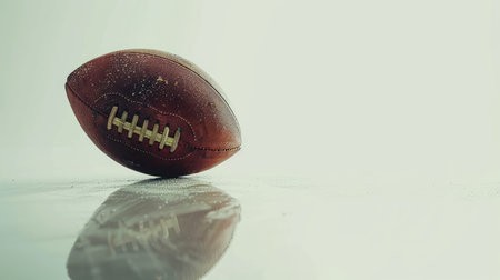 Powerful image of a robust American football showcased against a pristine white surfaceの素材