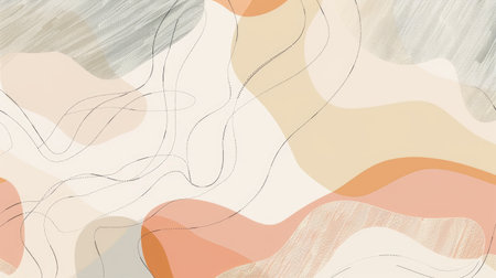 Minimalist abstract bohemian pattern background with delicate lines and soft huesの素材