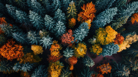 Breathtaking view of autumn trees, a symbol of nature's wondrous transformationの素材