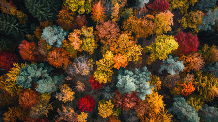 Breathtaking view of autumn trees, a symbol of nature's wondrous transformationの素材