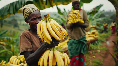 Bountiful harvest of bananas, a staple fruit in many cultures worldwideの素材