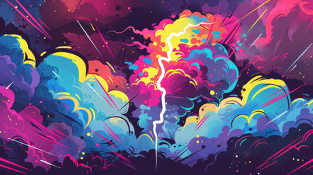 Whimsical pop art design featuring a thunder illustration, adding a playful and lively touch to your artworkの素材