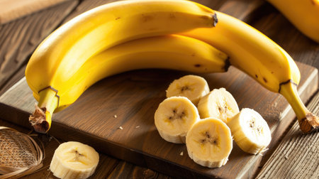 Wholesome image of ripe bananas, perfect for illustrating balanced nutritionの素材