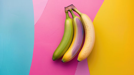 Colorful bunch of bananas, symbolizing healthy snacking and natural sweetnessの素材