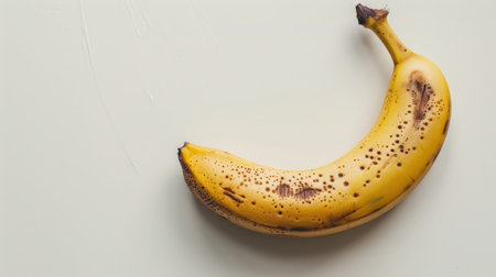 Clean and crisp shot of one banana isolated on a white surface, ideal for healthy eating conceptsの素材