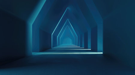 Minimalistic abstract blue background featuring light and dark hues, with ample space for text in the center.の素材