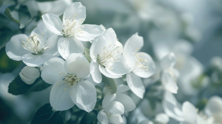 Elegant white flowers in full bloom, evoking feelings of grace and serenity.の素材