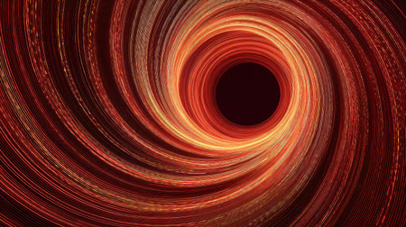 This stunning abstract image features a dynamic swirl of vibrant red and orange colors, suggesting depth and motion. It evokes feelings of cosmic energy and mystery.の素材