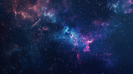 Celestial abstract space background featuring shimmering stars and ethereal nebulae, perfect for cosmic-themed designsの素材
