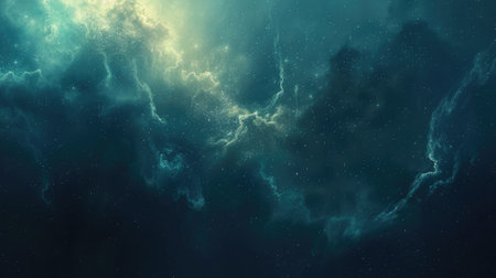 Celestial abstract space background featuring shimmering stars and ethereal nebulae, perfect for cosmic-themed designs.の素材