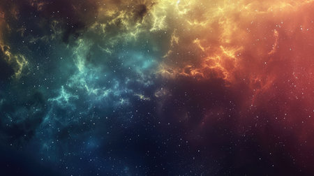 A mesmerizing abstract space background showcasing colorful cosmic clouds and distant stars.の素材