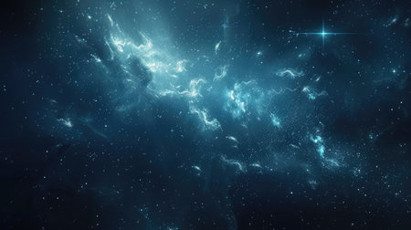 Celestial abstract space background featuring shimmering stars and ethereal nebulae, perfect for cosmic-themed designsの素材
