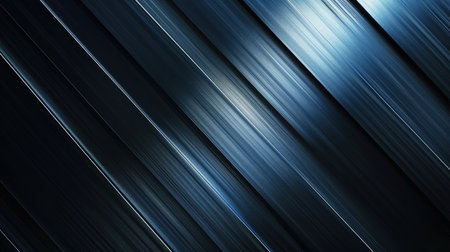 Abstract blue and black gradient light pattern with sleek metal texture, creating a modern diagonal background.の素材
