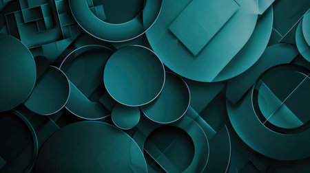 A modern banner with dark teal abstract geometric designs, offering a stylish and professional lookの素材