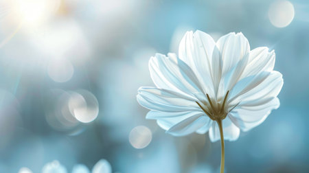 Pristine white flower captured in soft natural light, evoking a sense of purity and tranquilityの素材