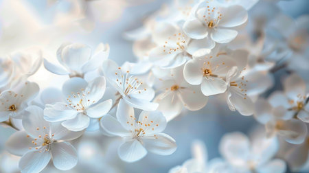 Delicate white flowers captured in exquisite detail, symbolizing purity and beautyの素材