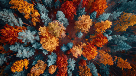 Breathtaking view of autumn trees, a symbol of nature's wondrous transformationの素材