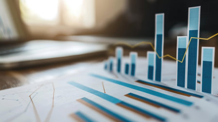 A detailed barometer chart illustrating business growth with ascending levels, showcasing financial progress over timeの素材