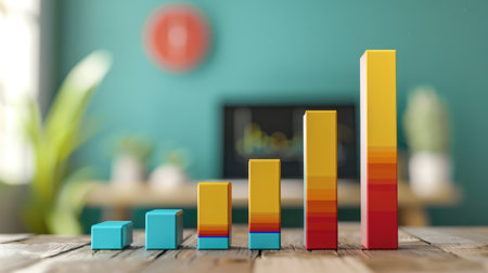 Visualize financial success with a barometer chart depicting a clear path of business growth through increasing levels.の素材