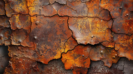 Abstract background of rusty metal, featuring intricate patterns of corrosion and decay.の素材