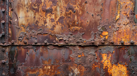 Detailed shot of corroded steel with a rusty texture, ideal for conveying the rugged charm of industrial environments.の素材