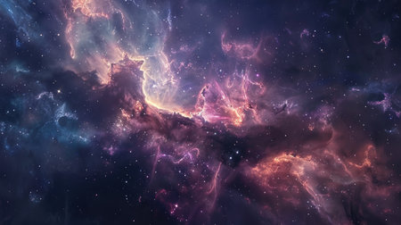 Deep space abstract background with distant galaxies and celestial phenomena, inspiring awe and wonderの素材
