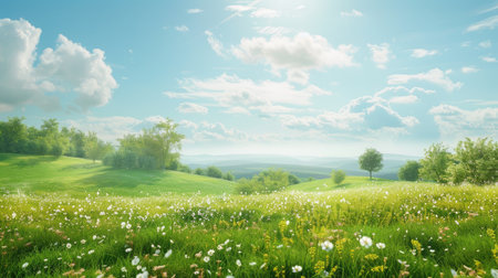 Scenic countryside view with space for textの素材