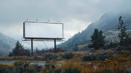 Blank billboard in a rural settingの素材