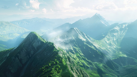 Scenic mountain view with space for textの素材