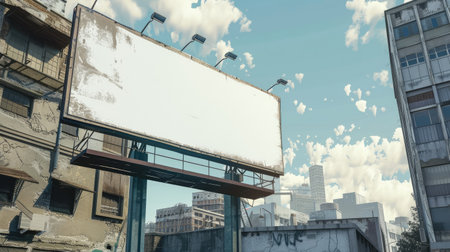 Blank billboard in an urban settingの素材