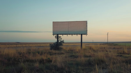 Blank billboard in a rural settingの素材